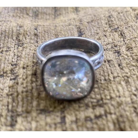 Brighton Vintage Silver Statement Ring with Large Crystal - Picture 3 of 9